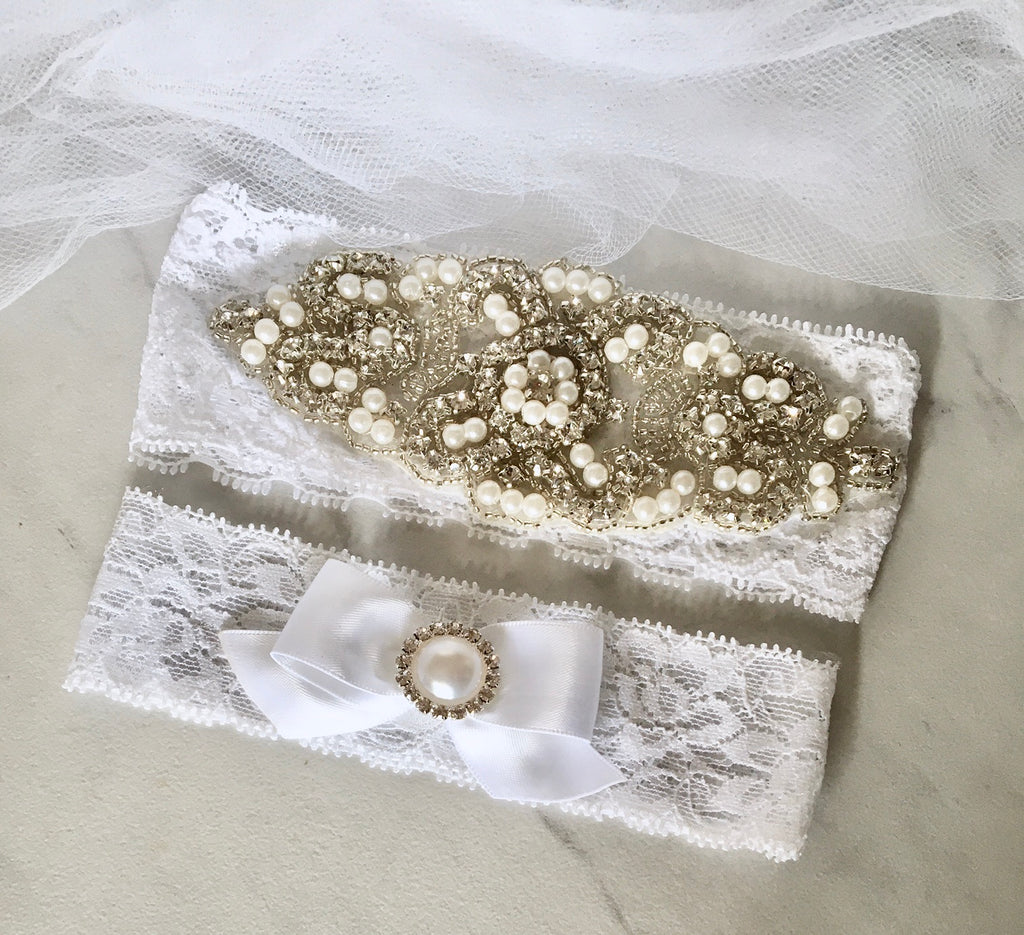 Wedding Accessories - Lace and Crystal Bridal Garter Set