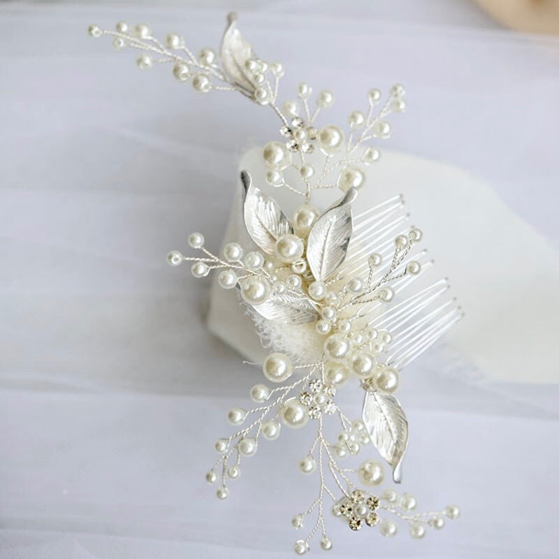"Chandra" - Pearl Bridal Hair Comb - Available in Gold and Silver