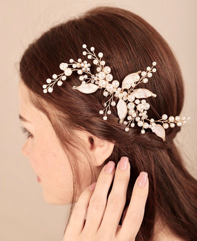 Wedding Hair Accessories - Pearl Bridal Hair Comb - Available in Gold and Silver
