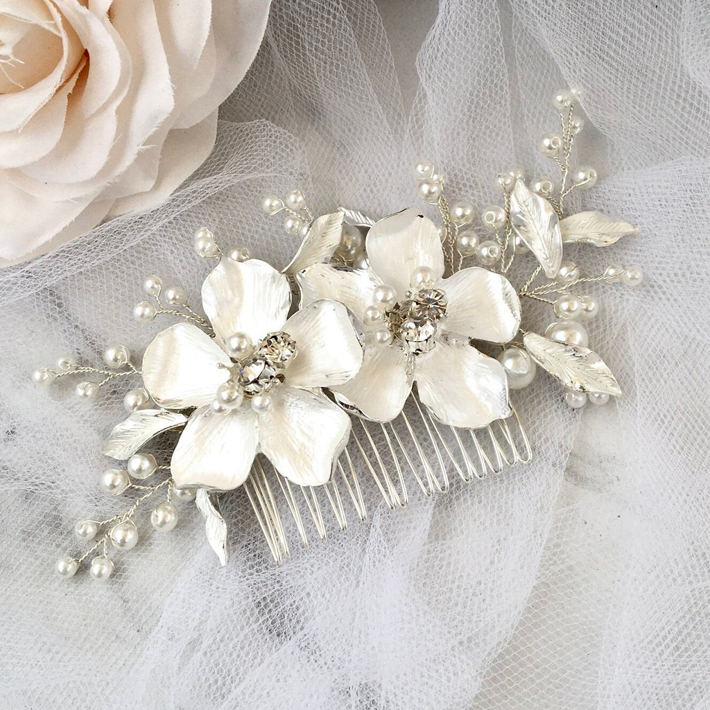 Wedding Hair Accessories - Pearl Bridal Hair Comb - Available in Gold and Silver