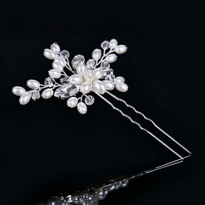 Wedding Hair Accessories - Pearl and Crystal Bridal Hair Pin - Available in Silver and Gold