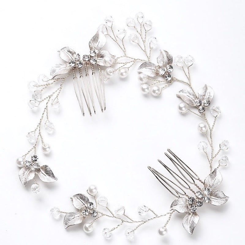 Wedding Hair Accessories - Pearl and Crystal Bridal Headband / Vine - Available in Gold and Silver