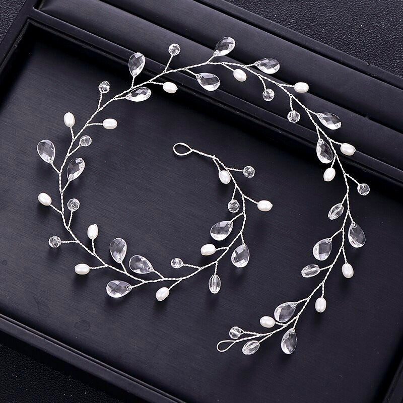 Wedding Hair Accessories - Pearl and Crystal Bridal Headband - Available in Gold and Silver