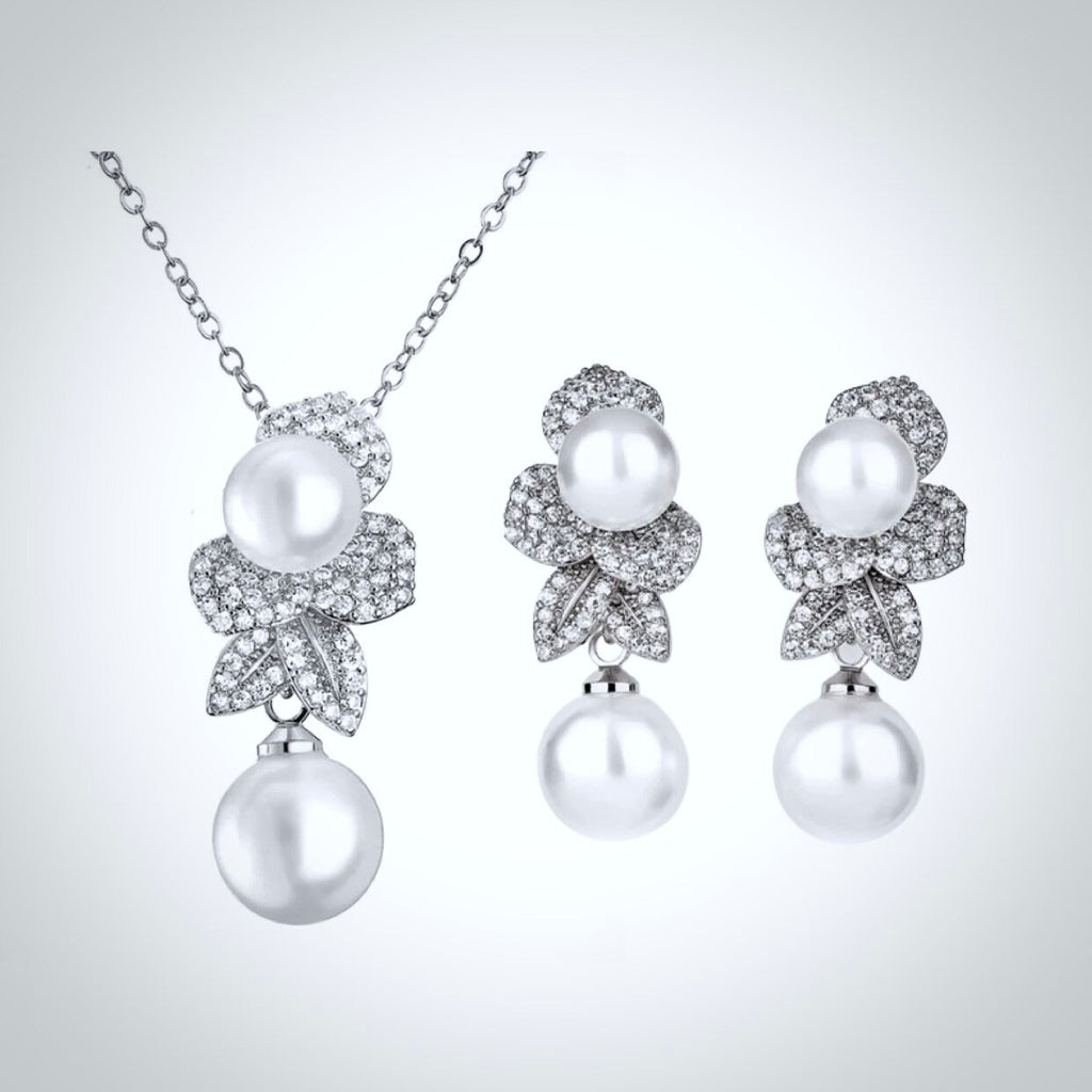 Wedding Jewelry - Pearl Bridal Jewelry Set - Available in Gold and Silver