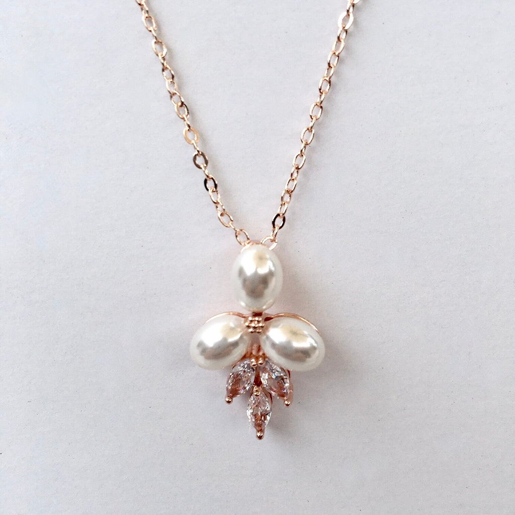 Wedding Jewelry - Pearl Bridal Necklace - Available in Silver, Rose Gold and Yellow Gold