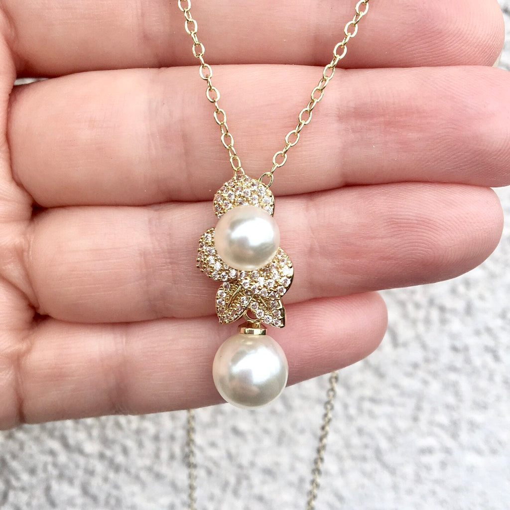 Pearl Wedding Jewelry - Pearl Bridal Necklace - Available in Gold and Silver