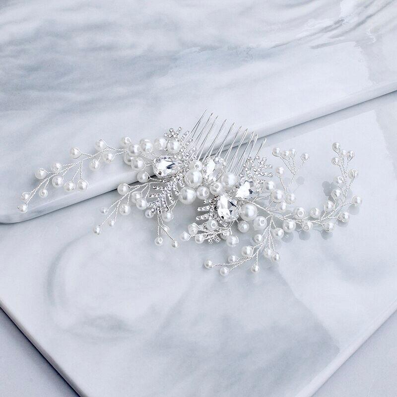 Wedding Hair Accessories - Winter Pearl and Crystal Bridal Hair Comb