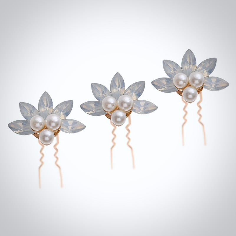 Pearl and Opal Bridal Hair Pins