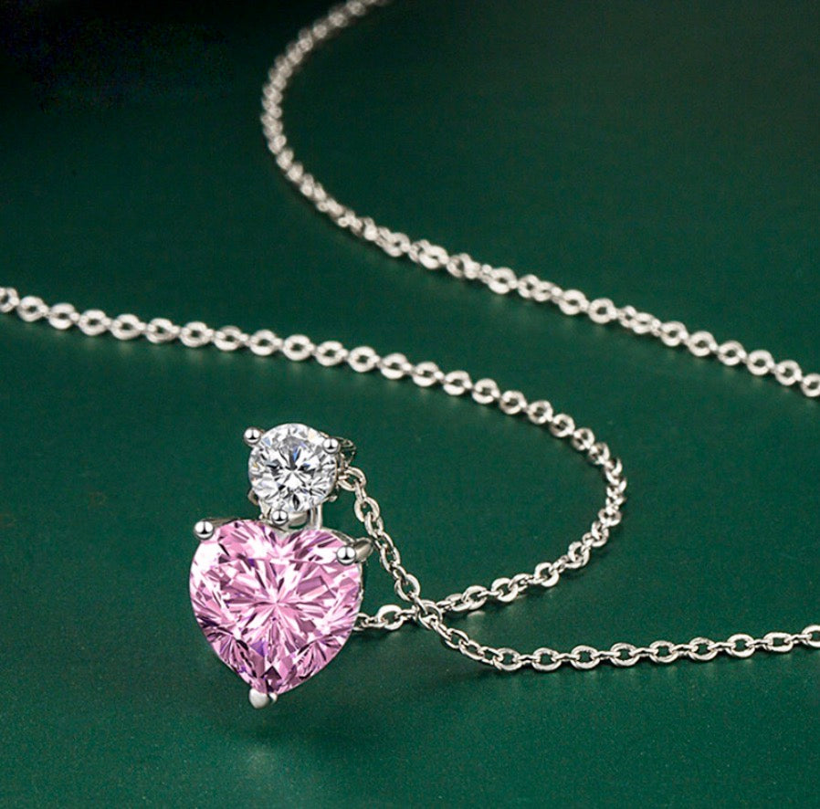 Wedding Jewelry - Pink Cubic Zirconia Heart Bridal Jewelry Set