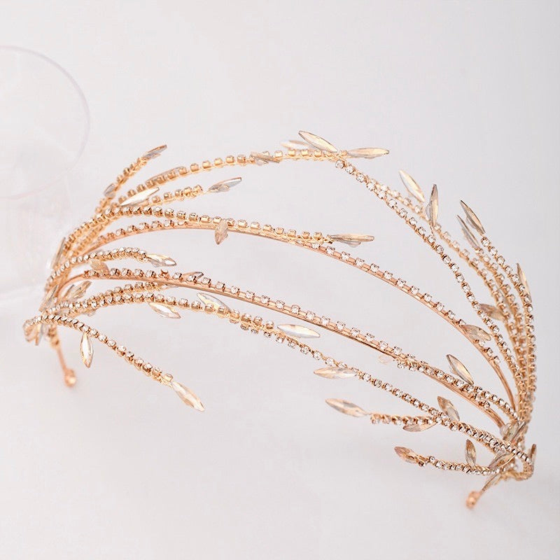 Wedding Hair Accessories - Crystal Bridal Headdress - Available in Silver and Yellow Gold