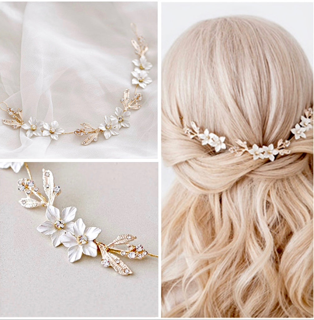 Wedding Hair Accessories - Romantic Floral Bridal Headband / Vine