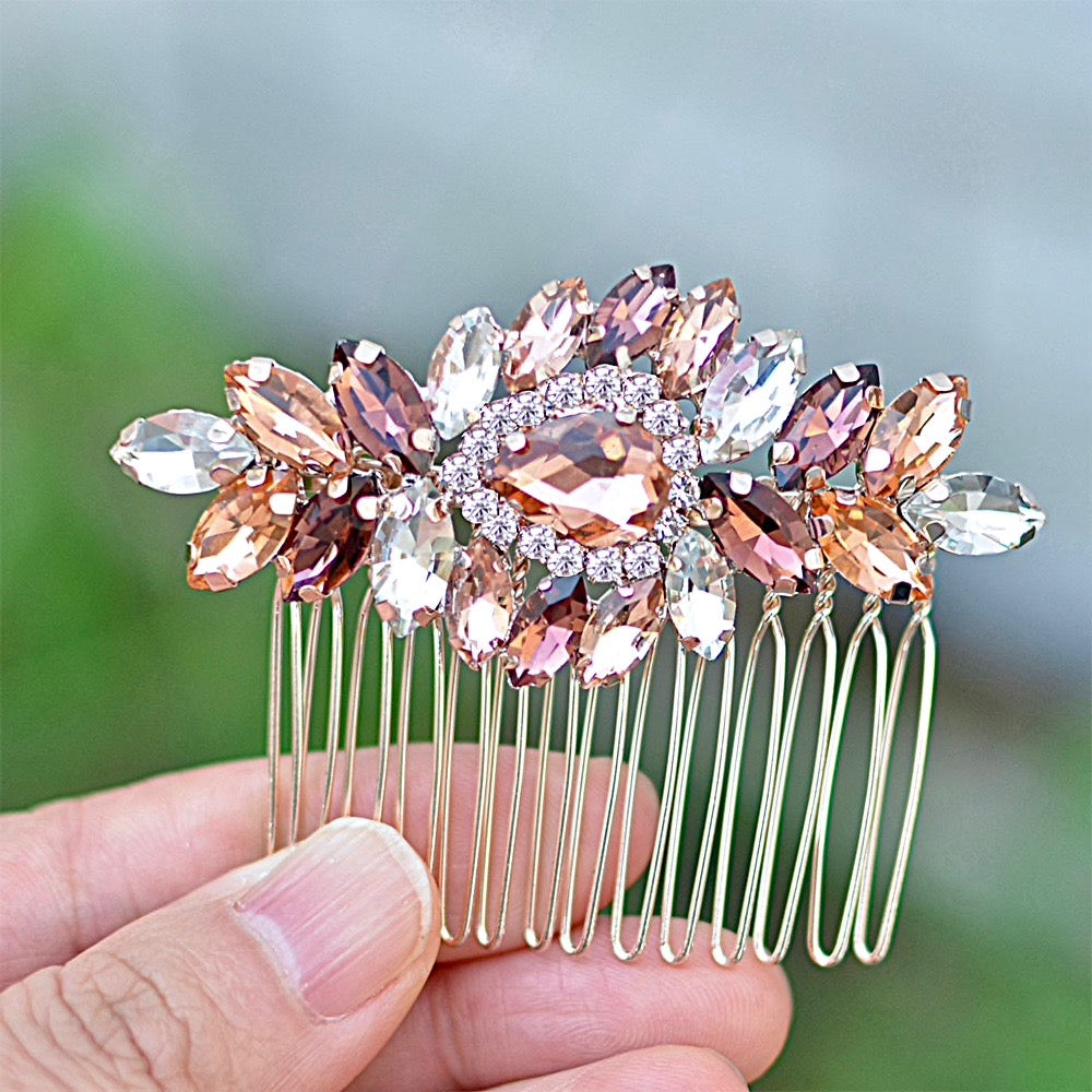 Wedding Hair Accessories - Rose Gold Bridal Hair Comb