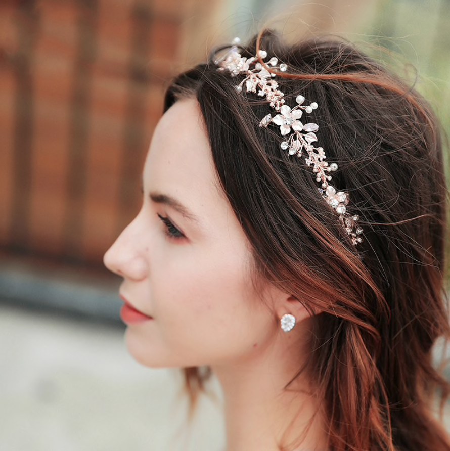Wedding Hair Accessories Rose Gold Swarovski Pearl and Opal