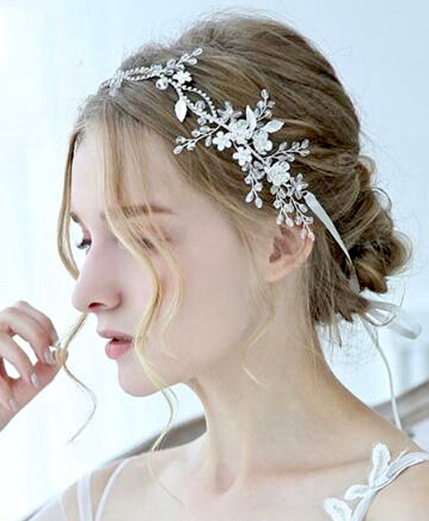 Wedding Hair Accessories - Silver Bridal Headband / Hair Vine