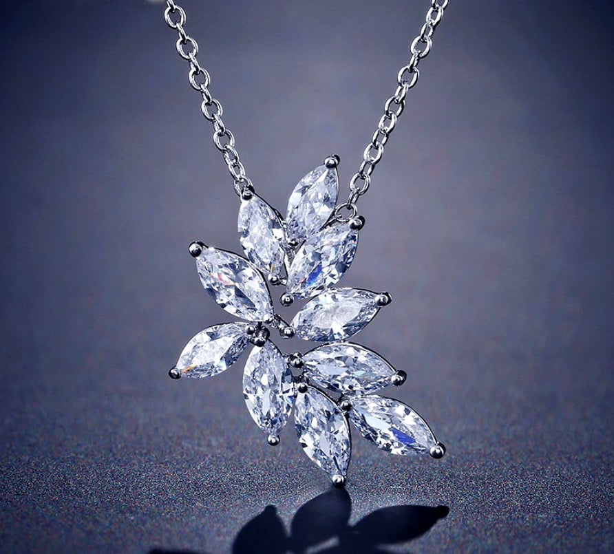 Wedding Jewelry - Silver Cubic Zirconia Bridal Necklace - Available in Silver, Rose Gold and Yellow Gold