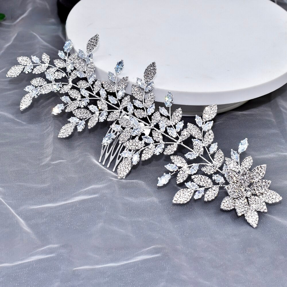 Wedding Hair Accessories - Silver Cubic Zirconia Bridal Headdress