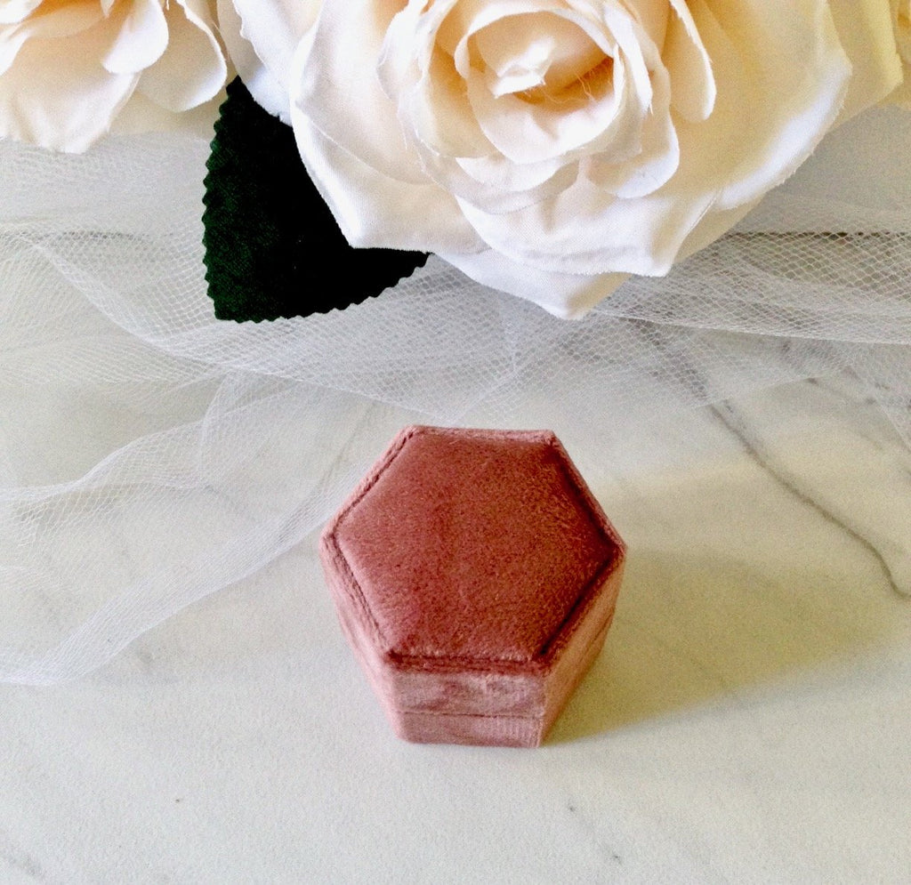 Wedding Accessories - Velvet Heirloom Hexagon Ring Box - More Colors Available