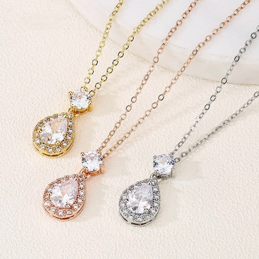 Wedding Jewelry - Cubic Zirconia Bridal Jewelry Set - Available in Silver, Rose Gold and Yellow Gold