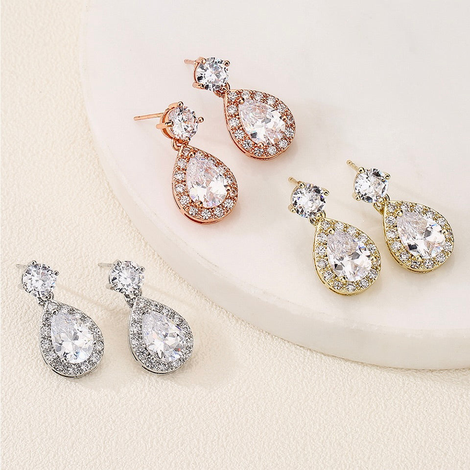 Wedding Jewelry - Cubic Zirconia Bridal Jewelry Set - Available in Silver, Rose Gold and Yellow Gold