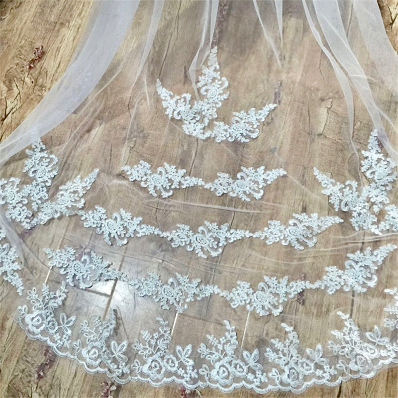 Wedding Veil - Lace Edge Cathedral Length Bridal Veil