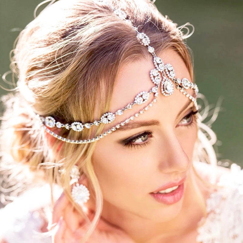 Wedding Hair Accessories - Crystal Bridal Forehead Accessory - Available in Silver and Gold