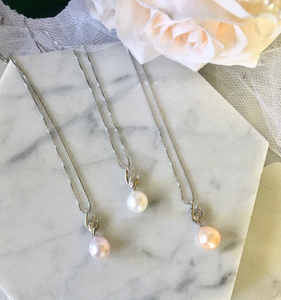 Wedding Pearl Jewelry - Sterling Silver and Natural Pearl Bridal Jewelry Set - More Colors Available