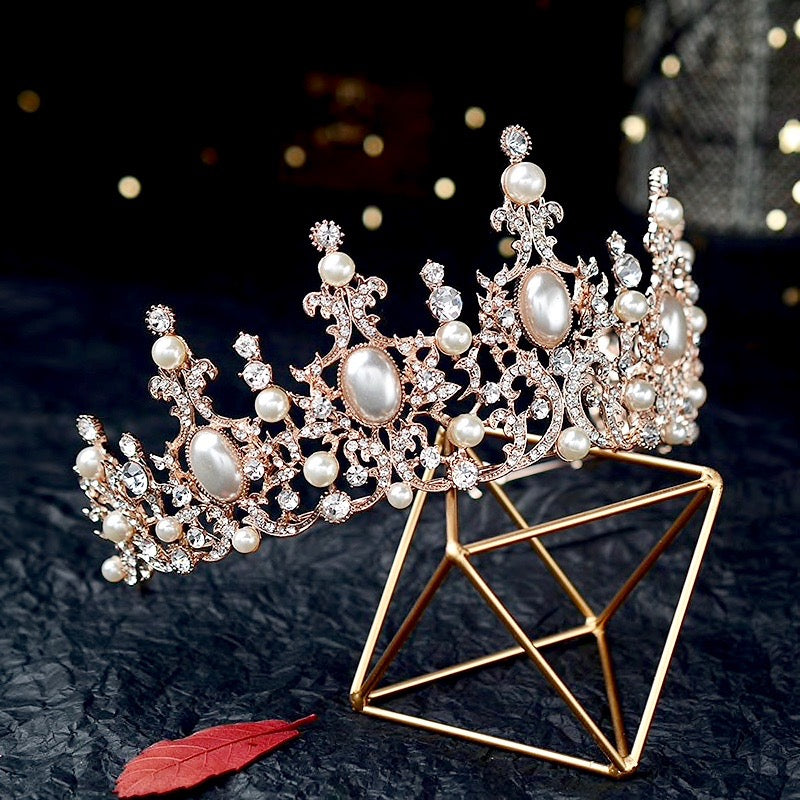Wedding Hair Accessories - French Glamour Pearl Bridal Tiara - Available in Silver and Rose Gold