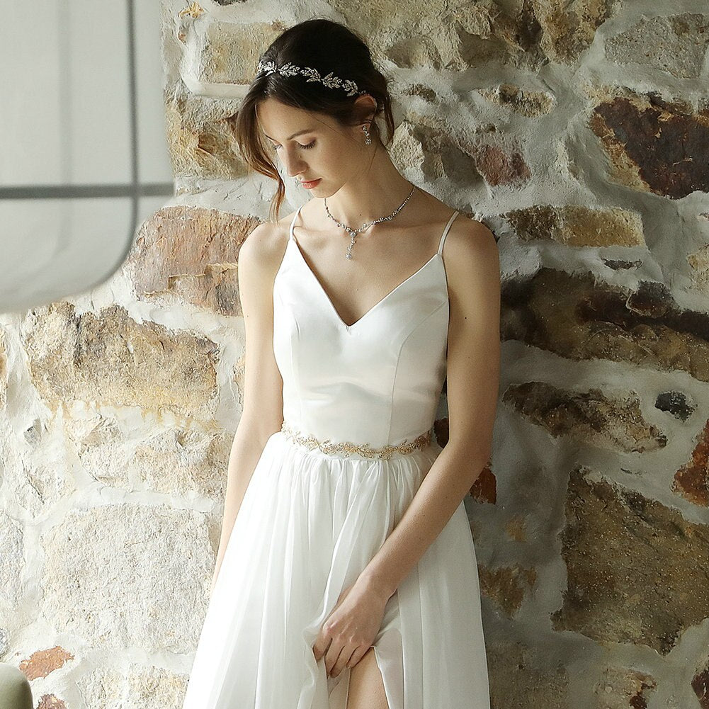 Wedding Accessories - Wedding Rose Gold Crystal Belt/Sash