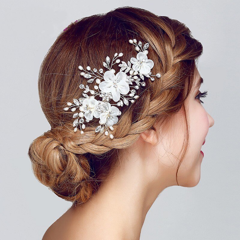 Wedding Hair Accessories - Silver Pearl and Crystal Bridal Hair Comb/Clip