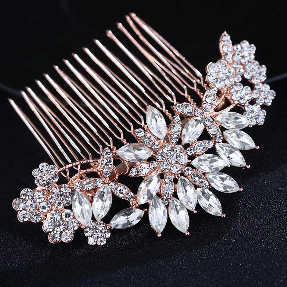 Wedding Hair Accessories - Austrian Crystal Hair Comb - Available in Rose Gold and Silver