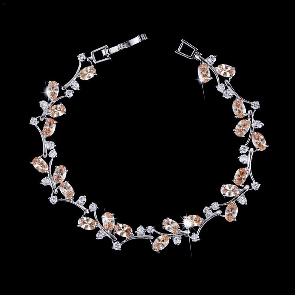Wedding Jewelry - Cubic Zirconia Vine Bridal Bracelet - More colors available