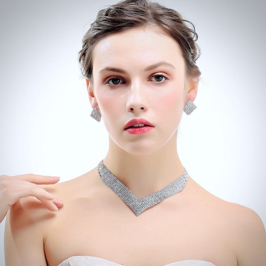 "Melinda" - Silver Cubic Zirconia Bridal Jewelry Set