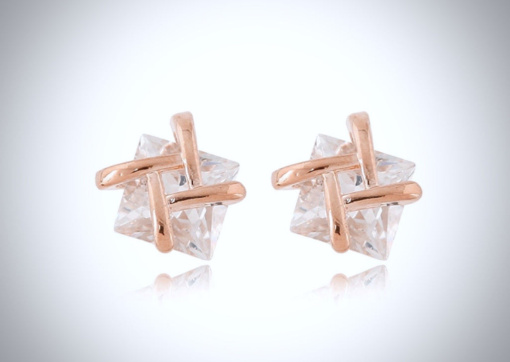 "Sienna" - Cubic Zirconia Stud Earrings - Available in Silver and Rose Gold