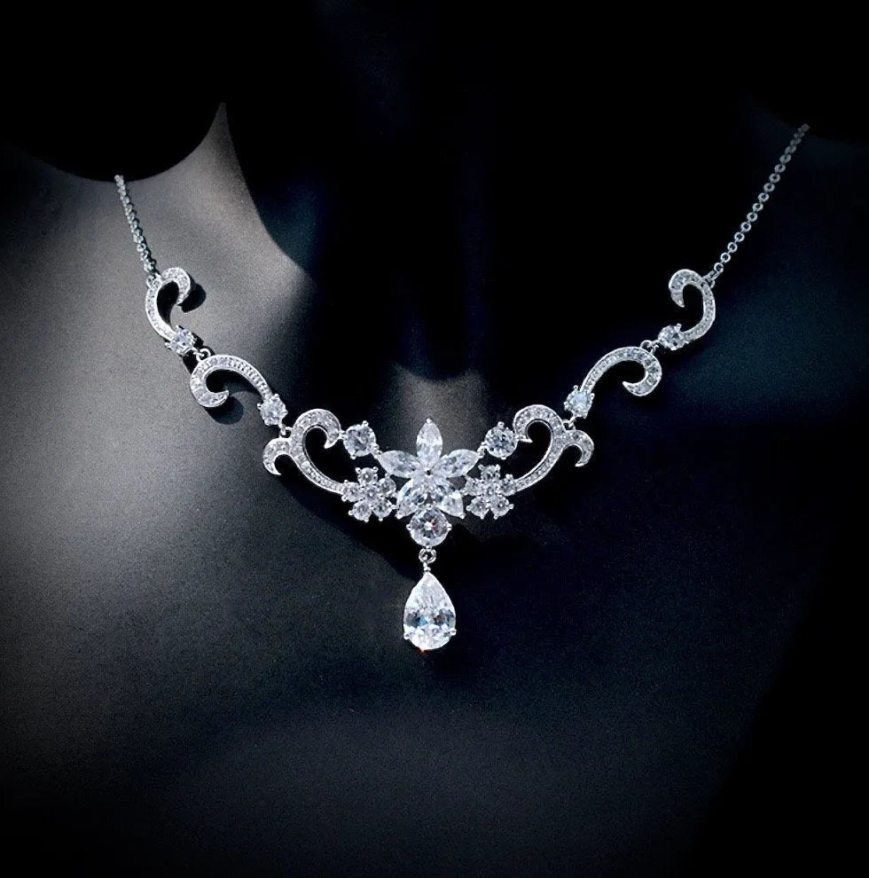 "Brooke" - Silver Cubic Zirconia Bridal Jewelry Set
