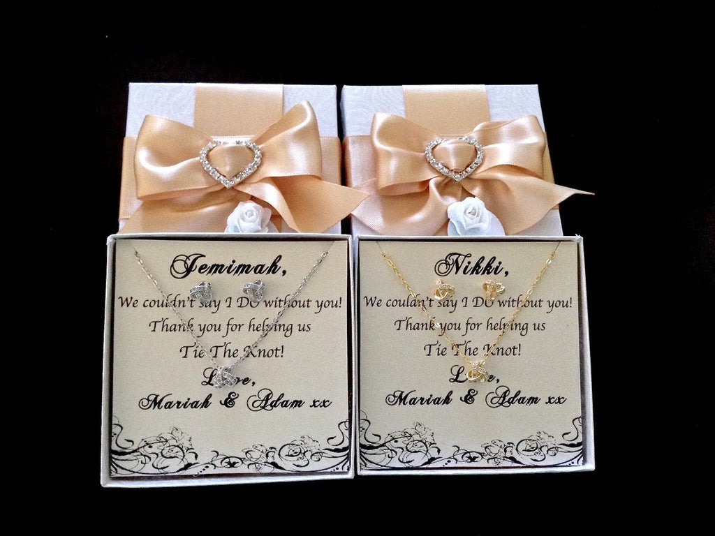 Wedding Jewelry - Cubic Zirconia Necklace and Earrings Set - Available in Silver, Gold and Rose Gold