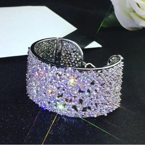 Wedding Jewelry - Cubic Zirconia Bridal Cuff Bracelet | ADORA by