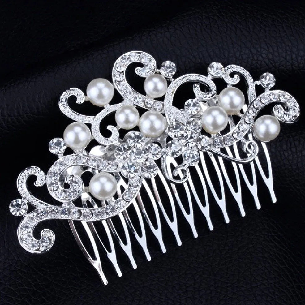 Wedding Hair Accessories - Pearl and Crystal Bridal Hair Comb - Available in Silver and Gold