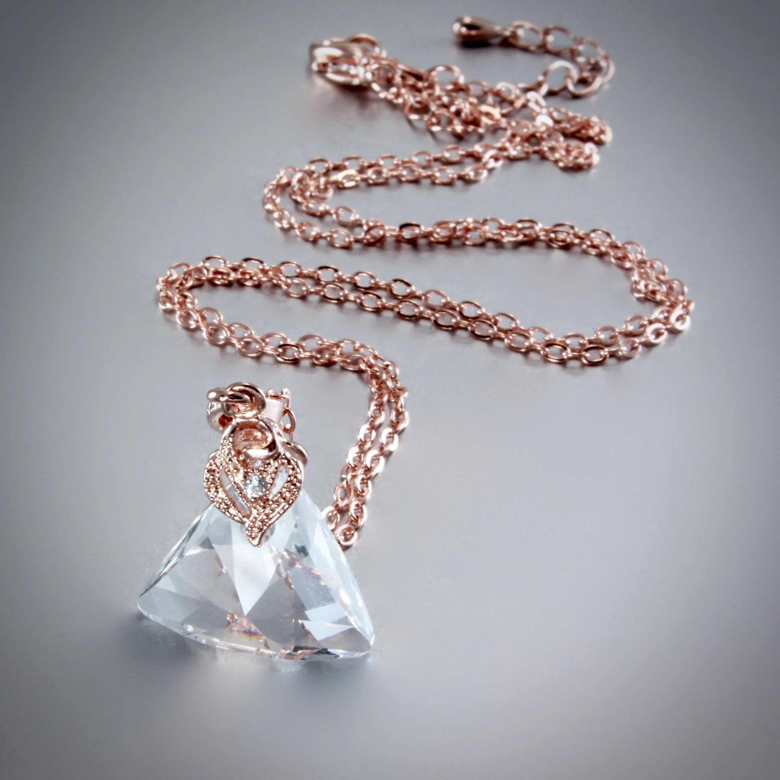 Liya Swarovski Rose Gold Crystal Necklace – Elegant Bridal Jewelry