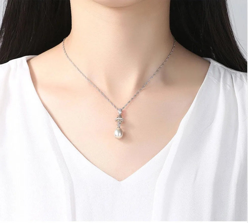 "Latitudes" - Freshwater Pearl Bridal Necklace in Sterling Silver