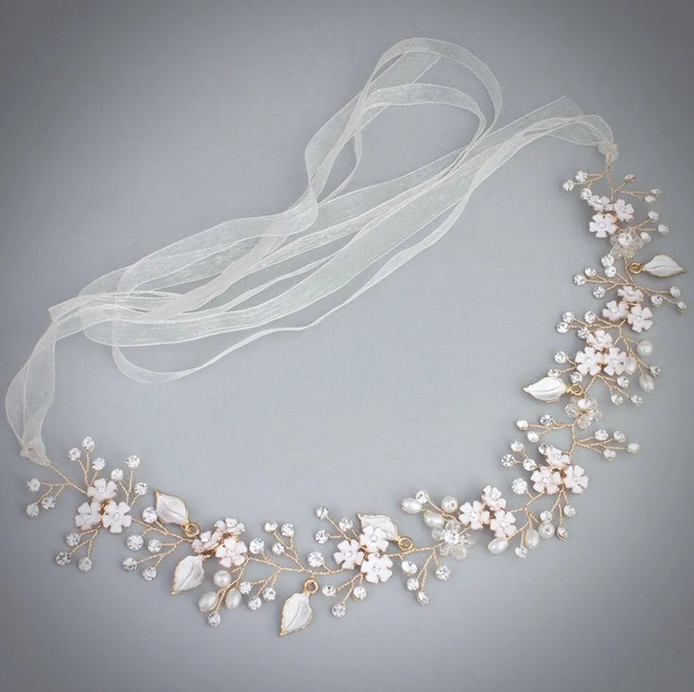 Wedding Hair Accessories - Pearl and Crystal Bridal Headband - Available in Silver, Rose Gold and Yellow Gold