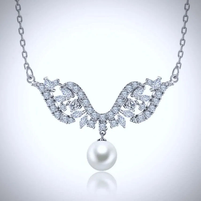 Pearl Wedding Jewelry - Pearl and Cubic Zirconia Bridal Jewelry Set