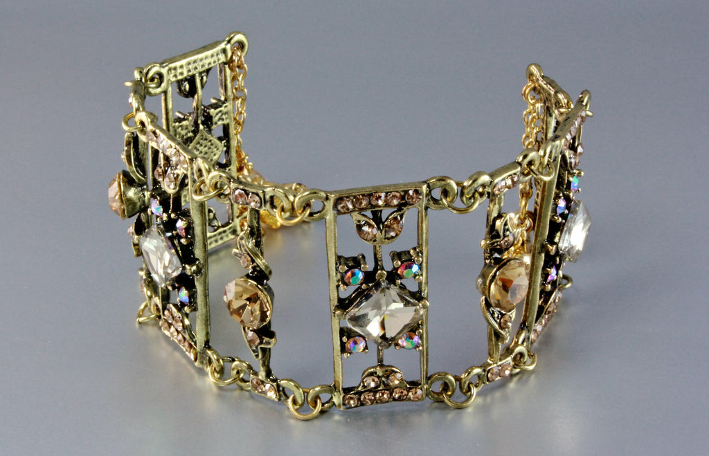 "Ladder To My Heart" - Swarovski Crystal and Antiqued Brass Bracelet