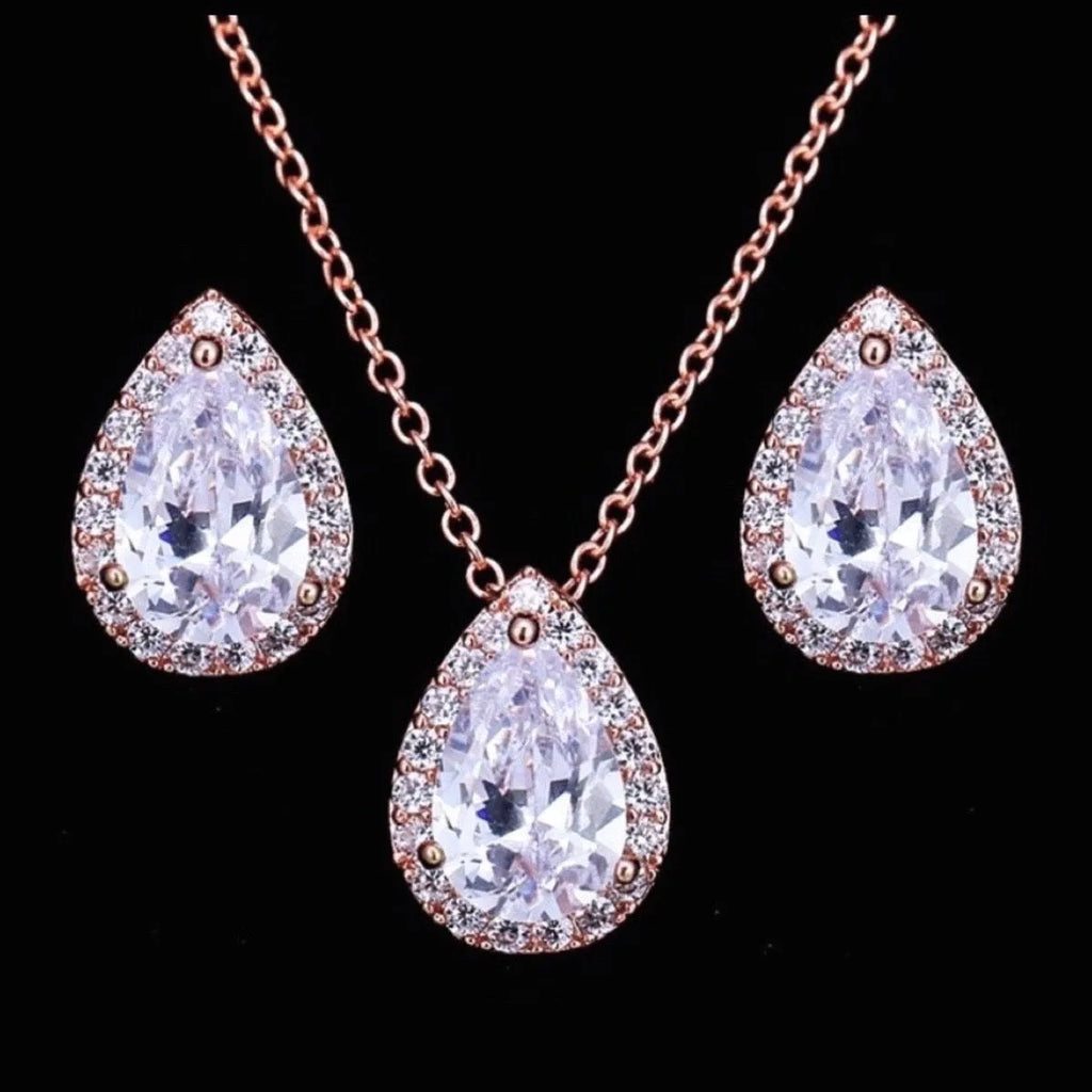 "Tina" - Cubic Zirconia Jewelry Set - Available in Silver, Rose Gold and Yellow Gold