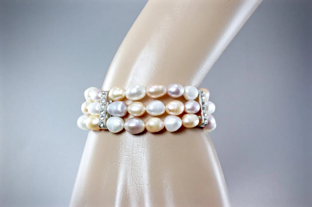 "Camilla" - Three-Strand Freshwater Pearl Bridal Bracelet 