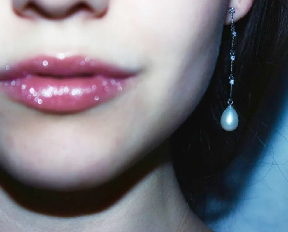 Wedding Jewelry - Pearl and Cubic Zirconia Bridal Earrings - Available in Silver and Yellow Gold