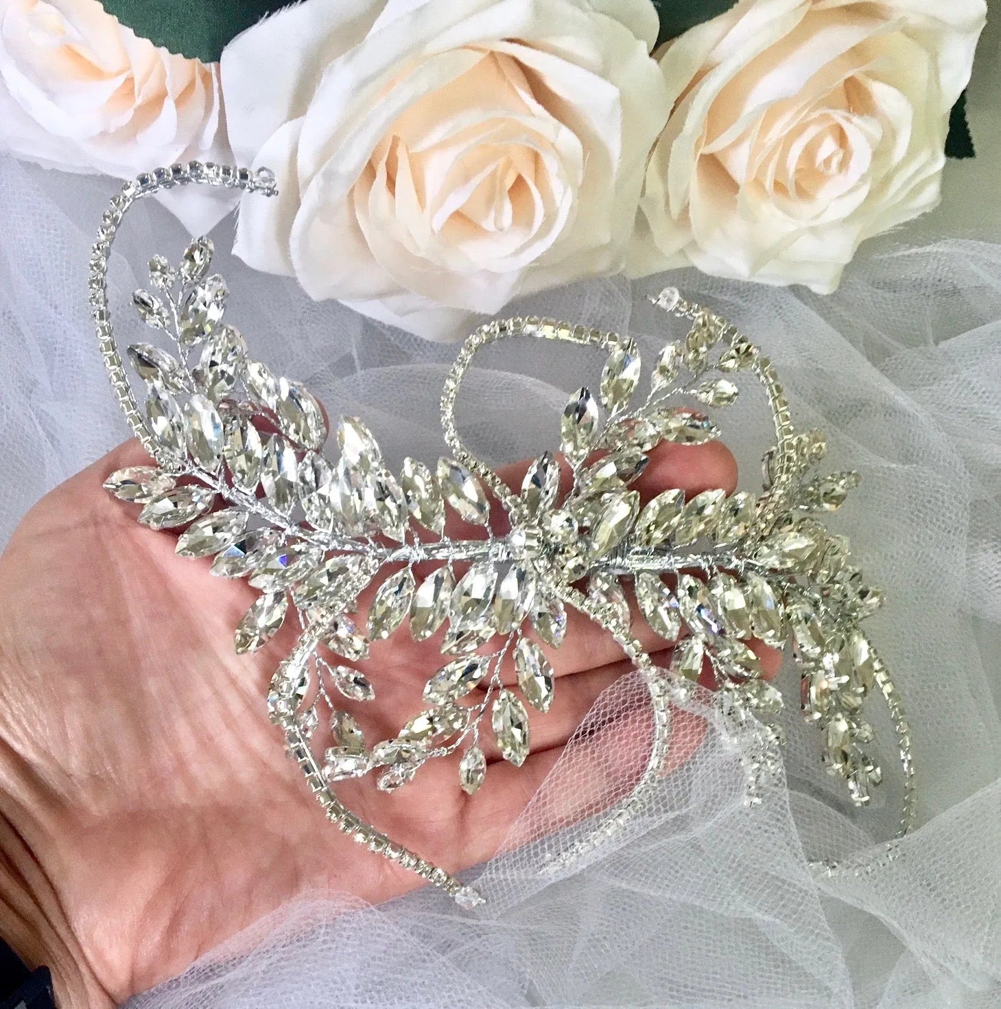 wedding headpiece hair brooch for wedding Wedding Hair Accessories 1920s Style Silver Bridal Hair Accessory ADORA  by Simona