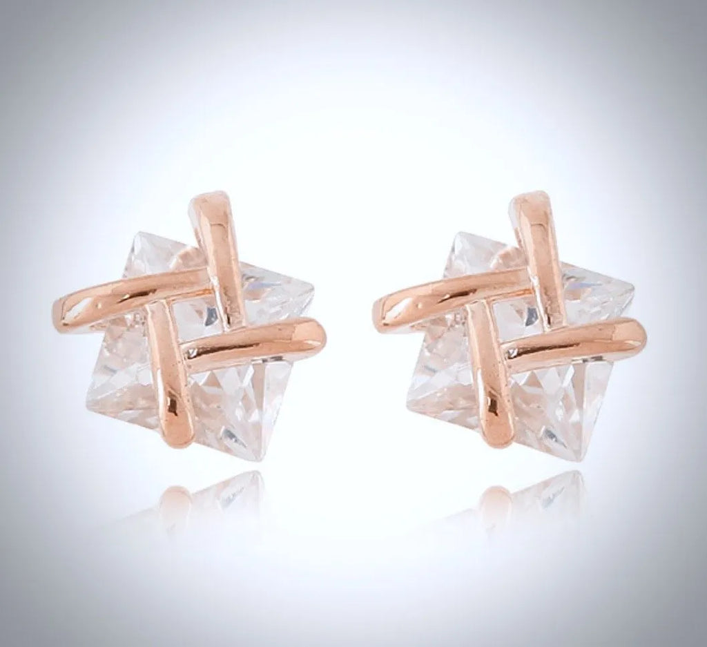 "Sienna" - Cubic Zirconia Stud Earrings - Available in Silver and Rose Gold