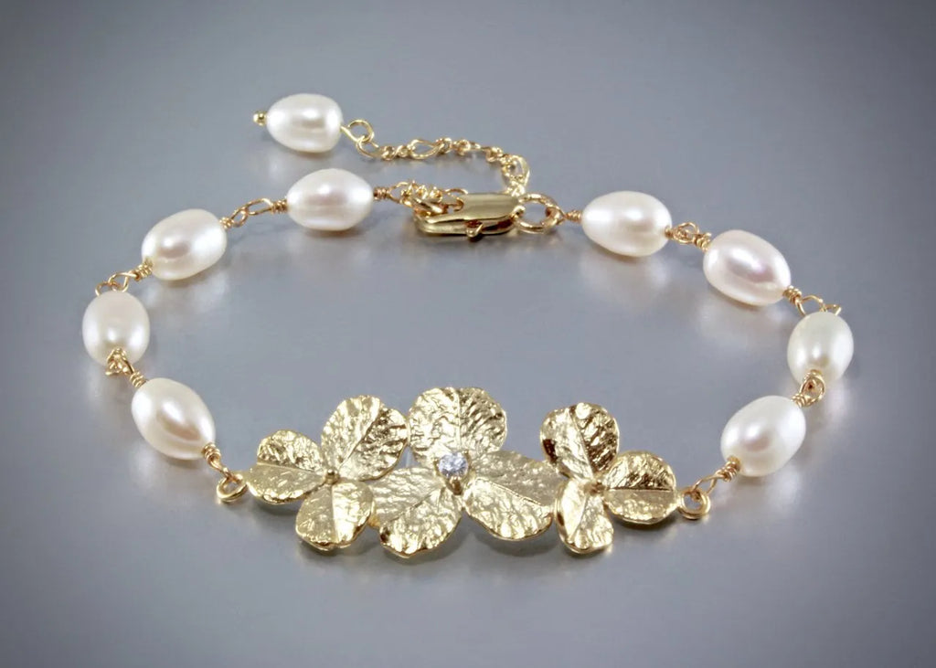 "Blush" - Pearl Bracelet/Earrings/Set - Available in Gold and Silver