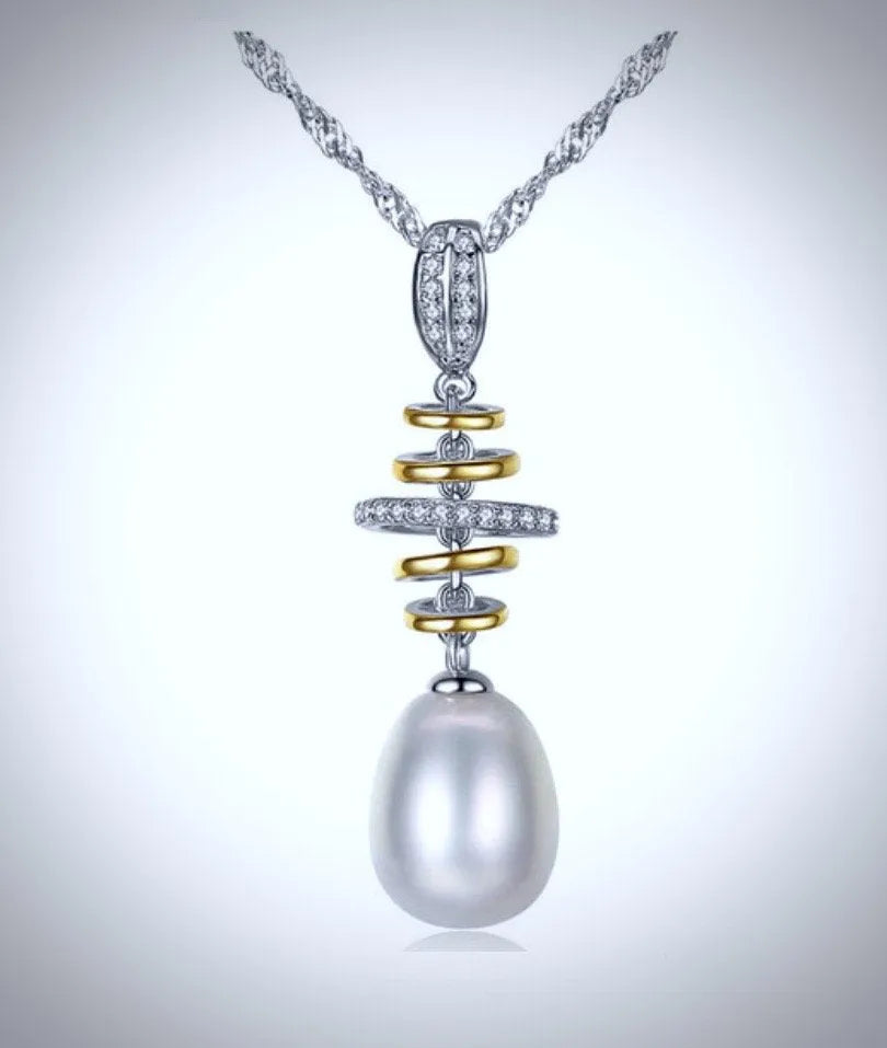 "Latitudes" - Freshwater Pearl Bridal Necklace in Sterling Silver
