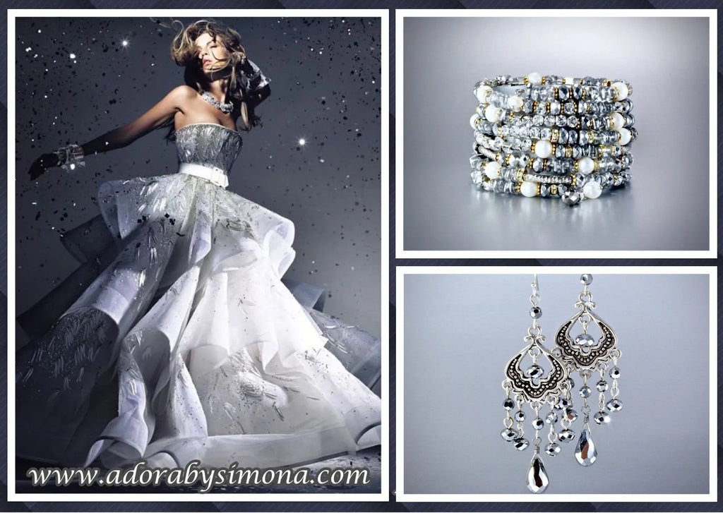 "Wonder" - Freshwater Pearl and Crystal Two-Tone Bridal Bracelet